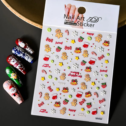 Winter Christmas Atmosphere Nail Stickers Snowman Snowflake Wapiti Self-adhesive High Quality Cute Nail Stickers Nail Art Deco