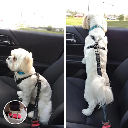 Dog Safety Vest Harness with Seatbelt, Dog Car Harness Seat Belt Adjustable Pet Harnesses Double Breathable Mesh Fabric with Car