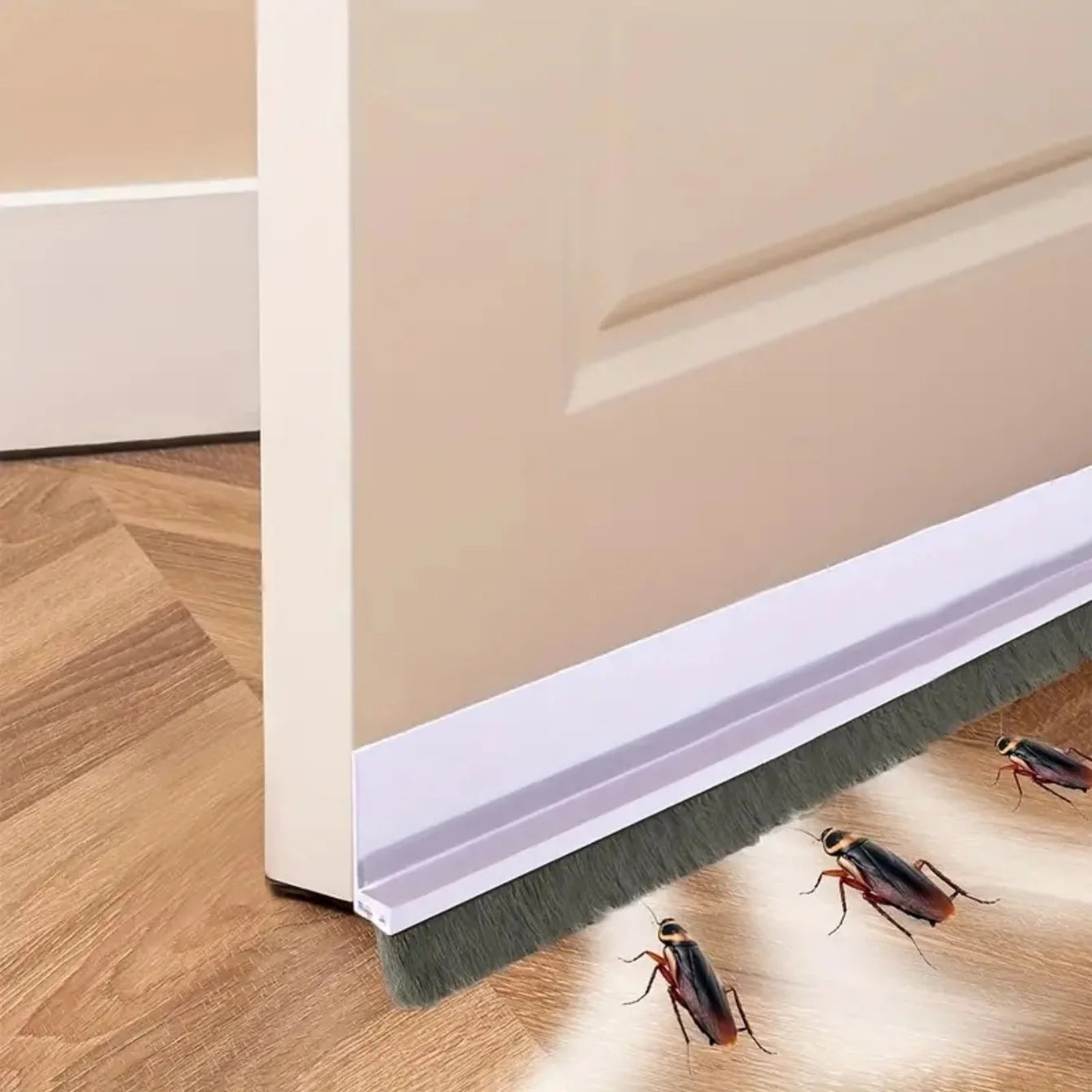 Door Seal Draft Stopper with Brush Reduce Noise, Rubber Door Sweep Breeze Blocker Insect Proof, Dust Proof and Sound Proof Seal