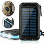 1set 30000mAH Solar Charging Treasure, Portable USB Power Charger, Waterproof and Dustproof with LED Light, Outdoor for Camping and Traveling.
