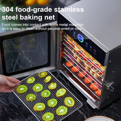 8-Tier Stainless Steel Food Dehydrator,Commercial Power, Digital Thermostat(30°C-90°C), for Jerky/Fruits/Herbs, BPA-Free