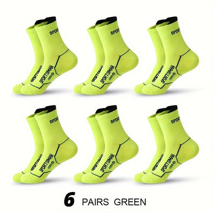6 Pairs Socks Men's Short Socks Sweat Absorbent and Odorous Basketball Socks Running Sports Socks Breathable Mesh Men's Socks