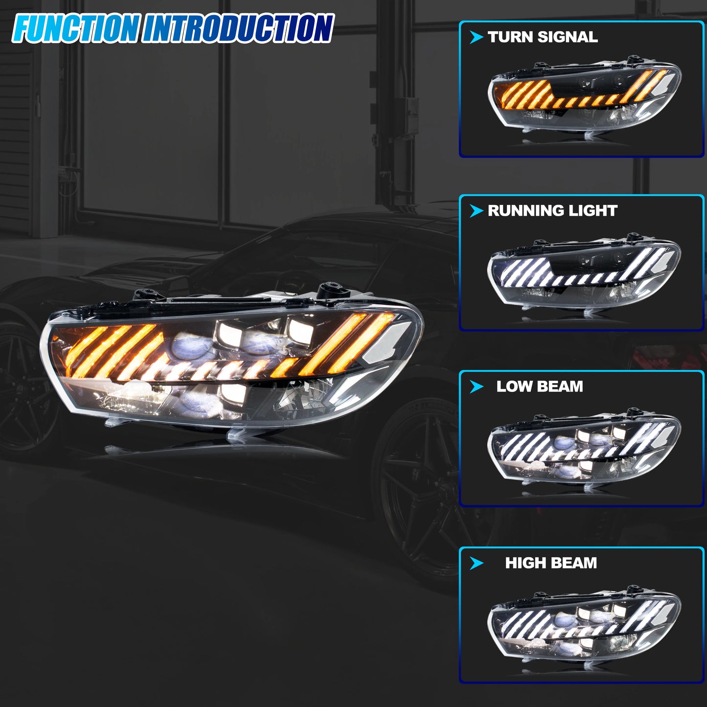 LED Headlights for Volkswagen VW Scirocco 3 TSI TDI R 2009-2017 DRL Projector Sequential Turn Signal Pair Rear Lamps Assembly