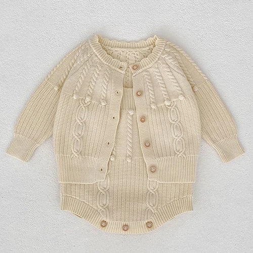 2025 New Autumn Toddler Baby Girl Clothes Set 0-3Yrs Infant Baby Girls Clothing Suit Long Sleeved Cardigan Sweater+PP Shorts