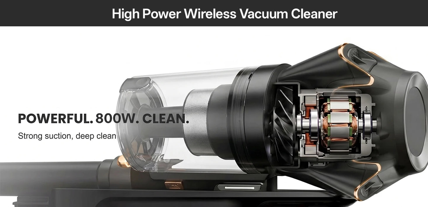 COTIAR V30 PRO 75kPa 800W Cordless Vacuum Cleaner Strong Suction 95 Mins Runtime Handheld Home Appliance Portable Removable Battery