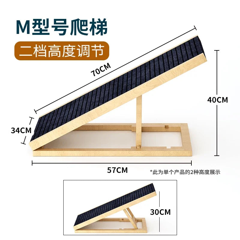 Solid Wood Dog Ramp for Bed Couch Non Slip Pet Stairs Senior Small Dogs Cat Climbing Ladder Gentle Slope Elderly Pets Indoor