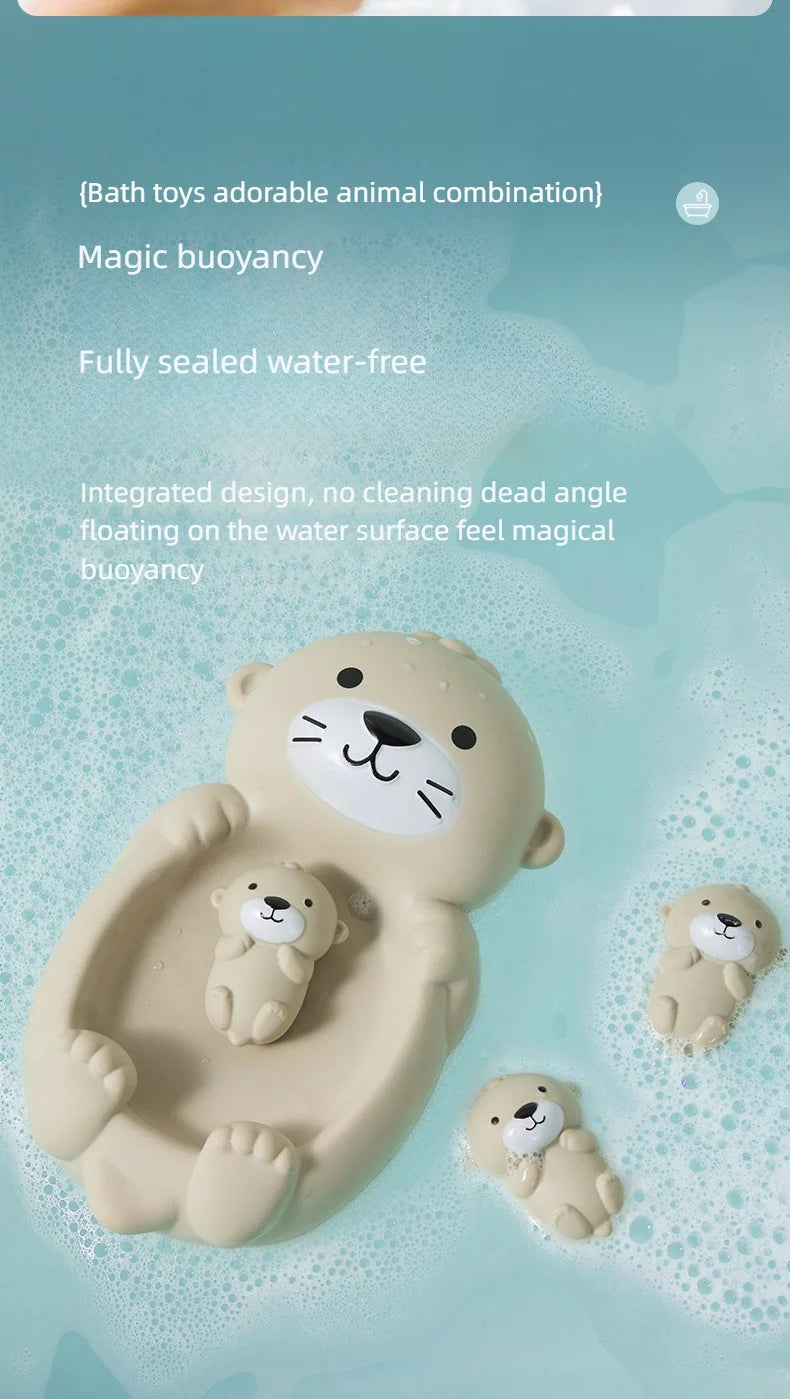 Children Otter Bath Toy Infant Float Ball Set Stackable Floating Boat Soft Water Play Toy Beach Swimming Pool Gift