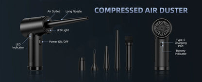 Electric Wireless Air Duster Compressed Air Blower Compressed Air for Cleaning Computer Keyboard Camera Car Home With LED Light