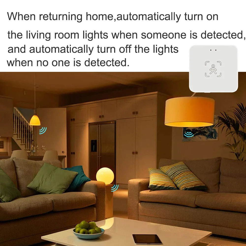 Tuya Zigbee/WiFi Smart Human Presence Sensor 24Ghz MmWave Radar Detection Luminance/Distance Support Home Assistant