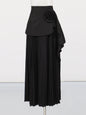 CHICEVER Elegant Spliced Asymmetrical Ruffles Skirts for Women High Waist Patchwork Appliques Pleated Long Skirt Female Spring