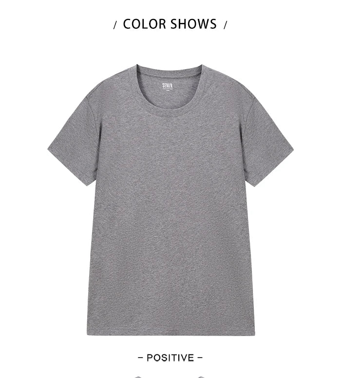 Semir Short Sleeve Men T-Shirt Cotton 2026 Summer New Man Clothing Thin And Versatile T Shirt Couples Solid Color Tops