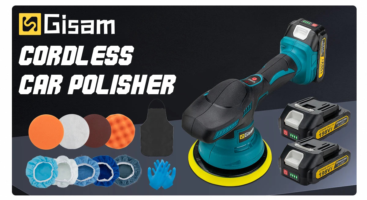 Gisam Cordless Car Polisher 8 Gears Adjustable Auto Electric Waxing Sanding Sealing Glaze Power Tool Fit Makita 18v Battery Pin