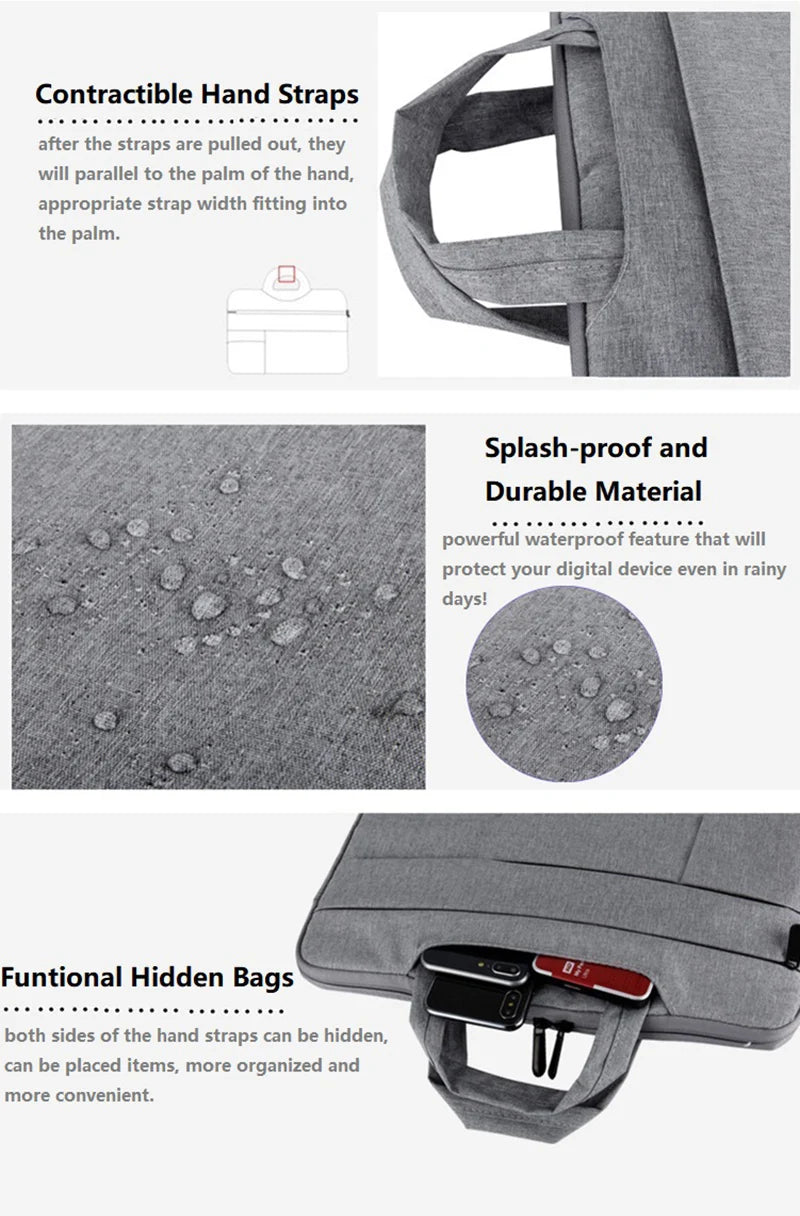Water-resistant Universal Laptop Bag Sleeve 11 12 13 14 15 15.6 inch Notebook for Macbook Computer Handbag Briefcase Travel Bag