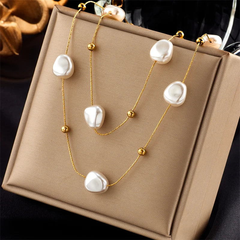 XIYANIKE 316L Stainless Steel Necklace for Women Gold Color New Trends Exquisite Chic Charming Birthday Fashion Jewelry Collier