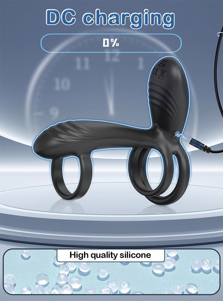 Vibrating 360°Twisting Cock Ring Sex Toys for Women Adult Couples G-spot Clitoral Stimulator Penis Ring for Men Dick Vibrator 18