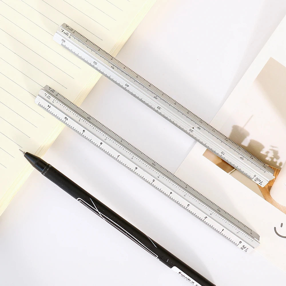 TUTU high quality colorful 15cm aluminum triangular scale ruler aluminum 1:20 - 1:600 alloy metal scale regua desenho H0003
