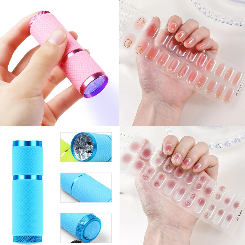 1Sheet Cured Gel Nail Strips Sticker Long-Lasting Nail Polish Strips Wraps Full Cover Gel Nail Art Stickers UV/LED Lamp Required
