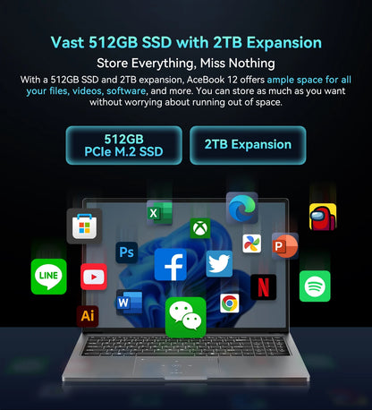 Blackview Acebook 12 Win 11 Pro Laptop 16'' 1920*1200 Display, Intel I5-1030NG7 Notebook, 16GB 512GB, 5000mAh