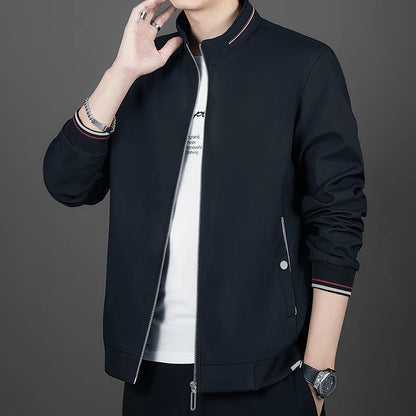 Men's Autumn Fashion Baseball Jackets Long Sleeve Stand Collar Loose Outwears Coats Sport Casual Slim Fit Business Jacket Male