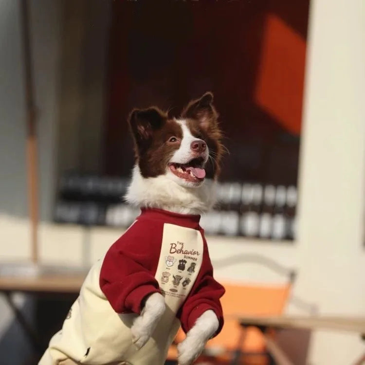 Cartoon Pattern Large Dog Hoodie Sweatshirt Autumn Winter Warm Pullover Pet Coat  Suitable For Medium Large Dogs Husky Pitbull