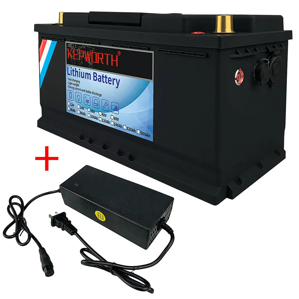 12V/24V LiFePO4 Battery with BMS - 30/50/100/120/135/300Ah for Golf Cart, Solar, RV, EV - Long Lifespan