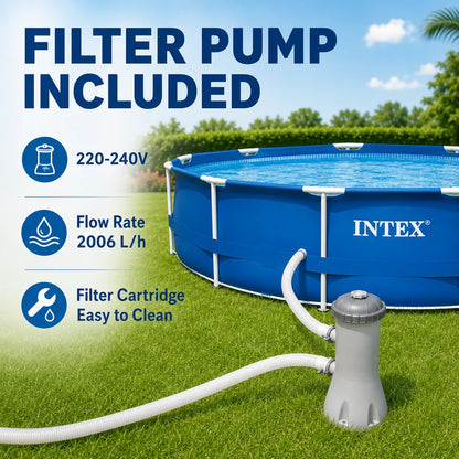 INTEX 366x76cm Round Frame Swimming Pool 6503L Above Ground Family Pool with 2006L/h Filter Pump 220-240V