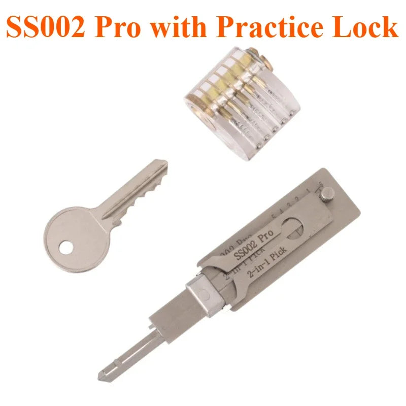 For Lishi Yale Picks Picking SS001 SS002 2 in1 Locksmith Tools Master Key Decoder Micha Decoder Hooks Topolines To Open Locks