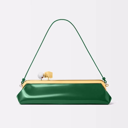 Long Clutch Bag with Removable Shoulder Strap, Women's Fashionable Baguette Bag, Luxury Designer Clip Handbag Purses for Ladies