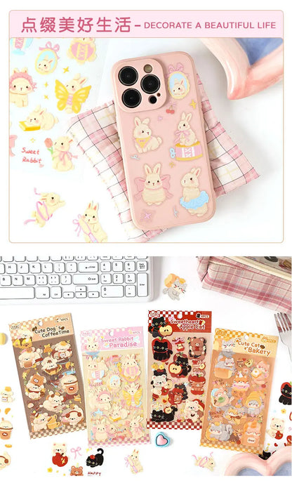 4/16 Pcs Cute Pet Club PET Stickers Pack for Junk Journal DIY Scrapbooking School Supplies Handmade Collage Creative Stationery