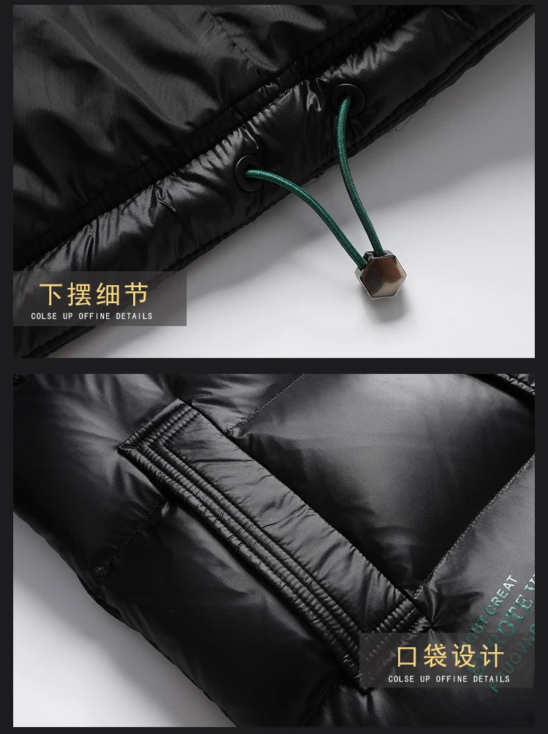 2023 New Gloss Down Jacket Men Plush Winter Warm Jackets Men Windproof light Down Jacket Men 90% Duck Down Coat Male