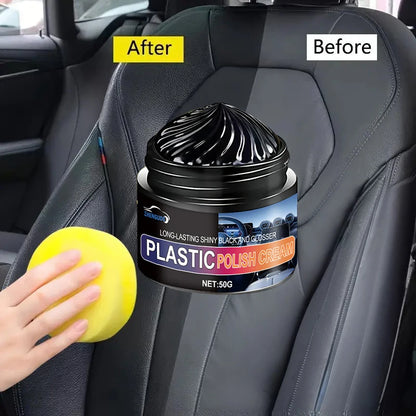 Car Interior Black Care and Refurbishment, Car Plastic Crystal Coating Refurbishment Cream, Plastic Restoration for Whitening, Dashboard and Tire Refurbishment, Scratch Repair, Brightening and Blackening