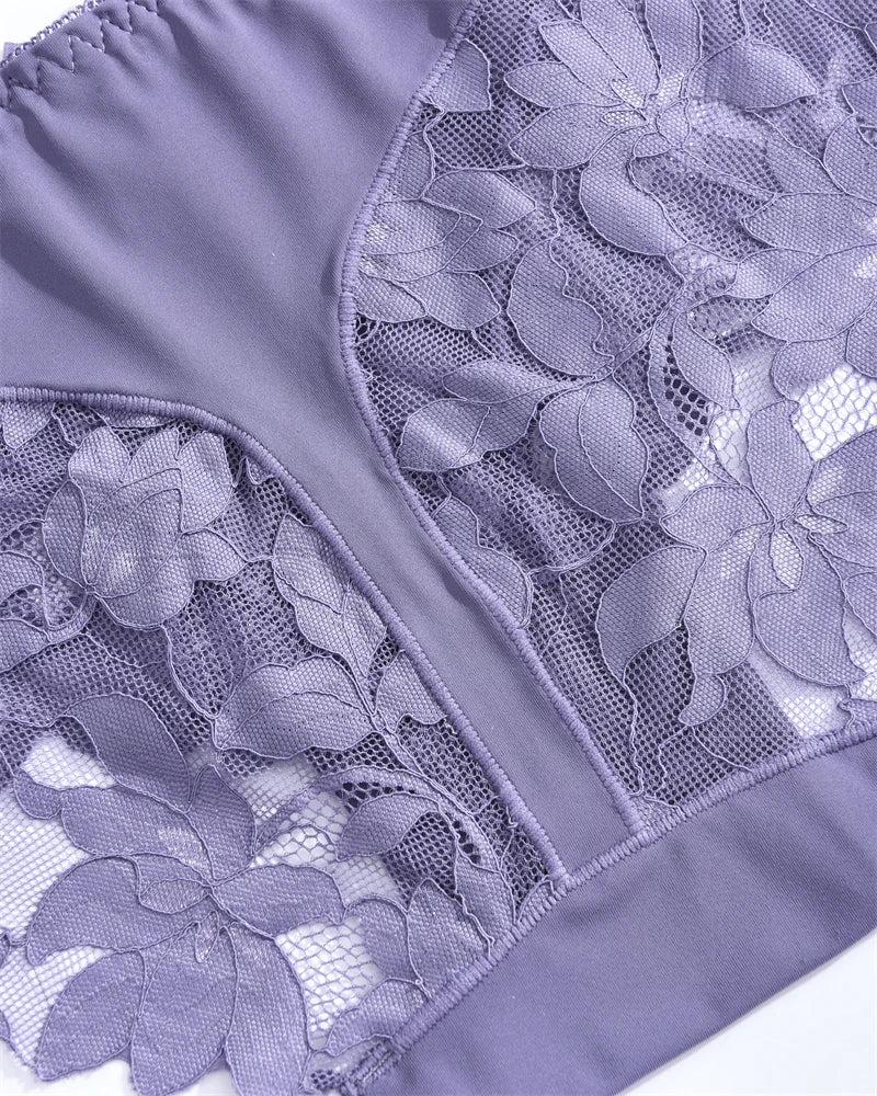 S-XXL Women Lace Panties Patchwork Seamless Underwear Sexy Luxury Hollow Out Solid Briefs Girls' Mid Rise Breathable Lingerie