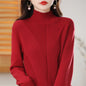 Women 100% Cotton Knit Sweater Half-high Collar Stripe Pullover Autumn Winter Thickened Bottoming Clothing Casual Knitted Tops