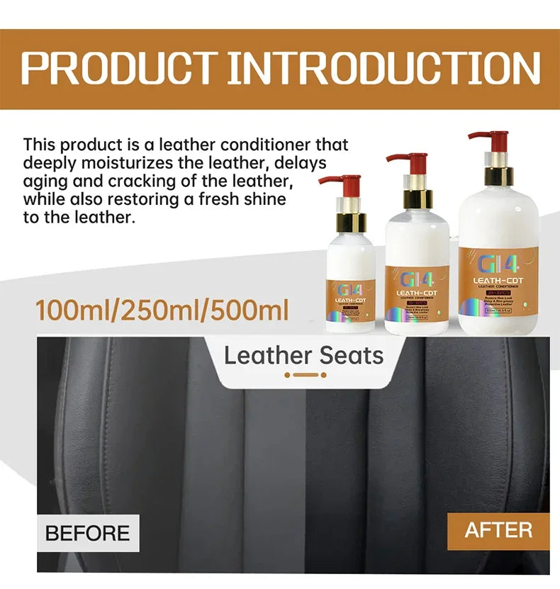 G14 Car Leather Conditioner Agent Restore New Look Protective Leather Clean Refresh Restoration Agent Black Shine Seal Brighten