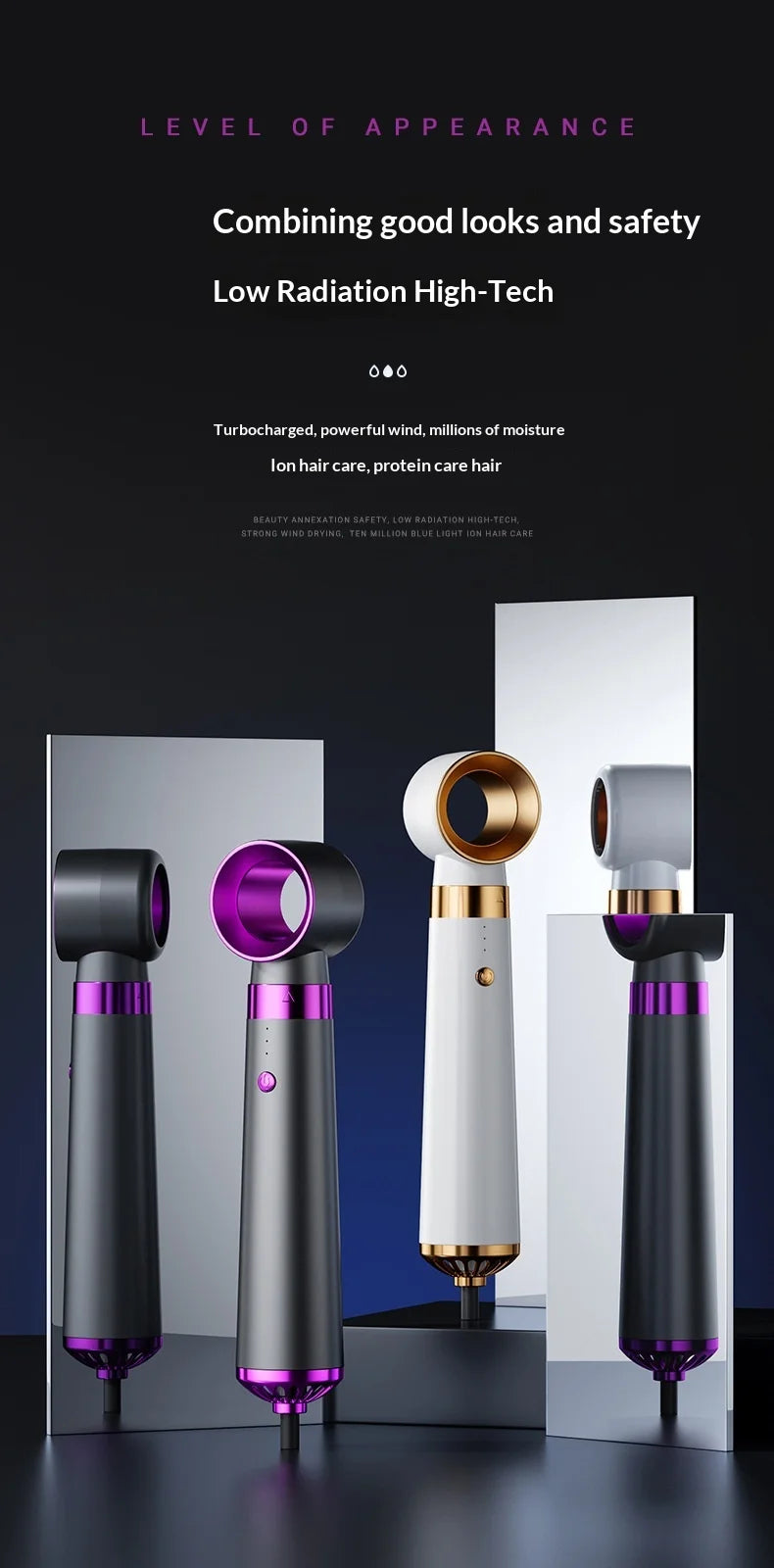 HOMEFISH 5-in-1 Electric Hair Dryer with Automatic Straight & Curling Iron Hot Air Comb & Diffuser for Outdoor Use AC Motor