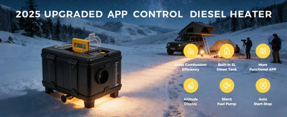 TB10 8KW Car Heater 12V/24V/220V Diesel Air Heater With Bluetooth APP/Remote Control/Turbo Heat Mode For Camping Garage Truck RV