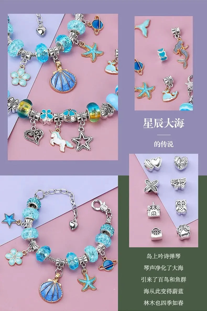 Diy Jewelry Making Kit Toys DIY Beaded Bracelet Set with Storage Box for Girls Gift Acrylic European Large Hole Beads Handmade