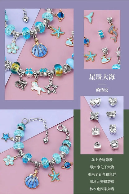 Diy Jewelry Making Kit Toys DIY Beaded Bracelet Set with Storage Box for Girls Gift Acrylic European Large Hole Beads Handmade