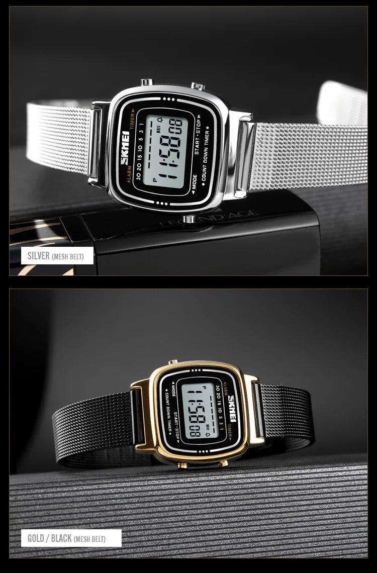 SKMEI 1901 Luxury Women Watches Small Dial Digital Chrono Calendar Watch Waterproof Ladies Wristwatch Clock Montre femme 1620