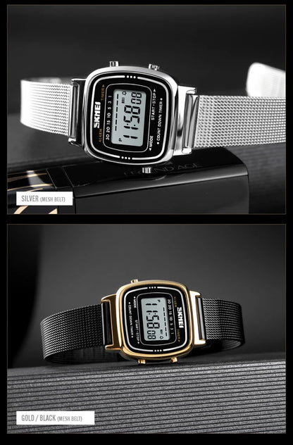 SKMEI 1901 Luxury Women Watches Small Dial Digital Chrono Calendar Watch Waterproof Ladies Wristwatch Clock Montre femme 1620