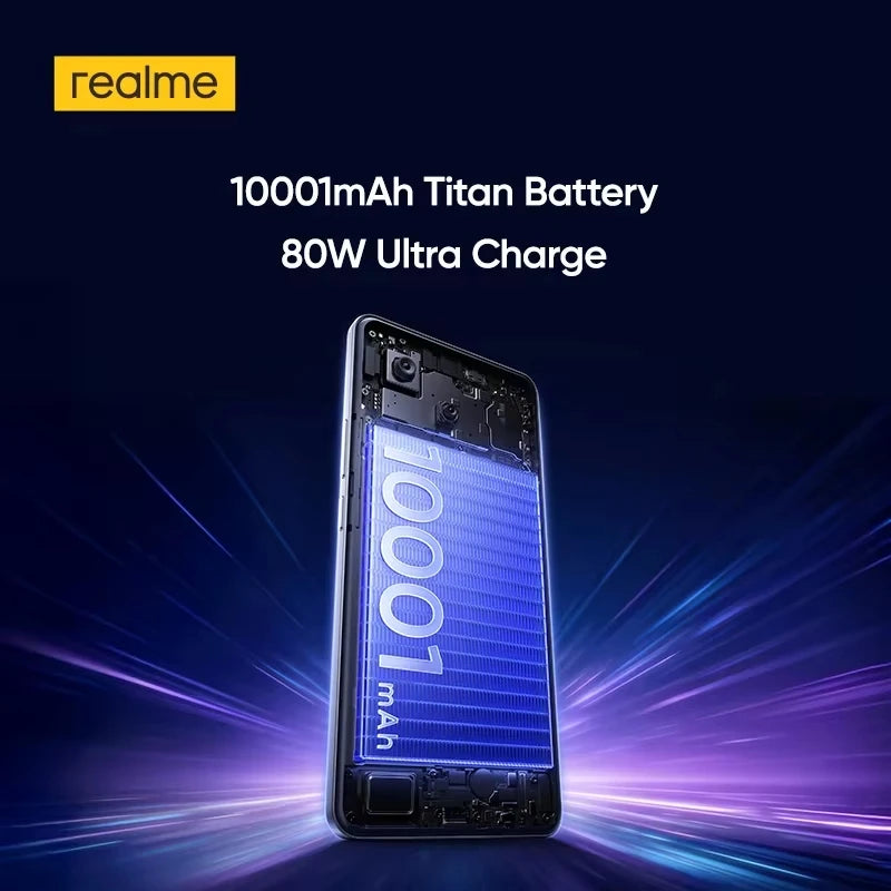 realme P4 Power 5G Smartphone 10001mAh Battery 80W Ultra Fast Charge MediaTek Dimensity 7400 Ultra 5G 6.8'' 144Hz Screen NFC 2026 Nest Mobile Phone Big Battery