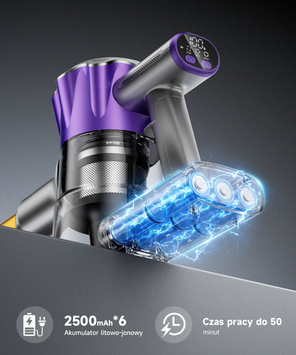 Tdyon Cordless Vacuum Cleaner, 50000Pa Suction 500W Motor Vacuum with LED Display, 50 Mins Runtime Auto Mode & Anti‑Tangling Brush for Carpet Hard Floor