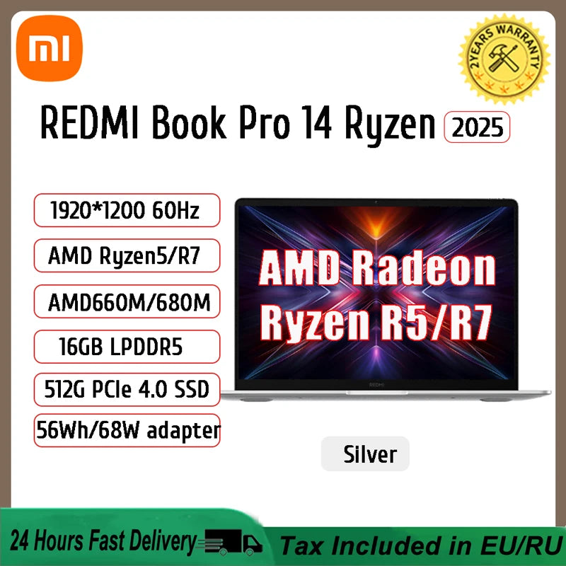 Xiaomi Laptop REDMI Book 14 /REDMI Book 16 R5-7535H/R7-7735H 16G 512G SSD Thin Notebook Game Office Design Laptop