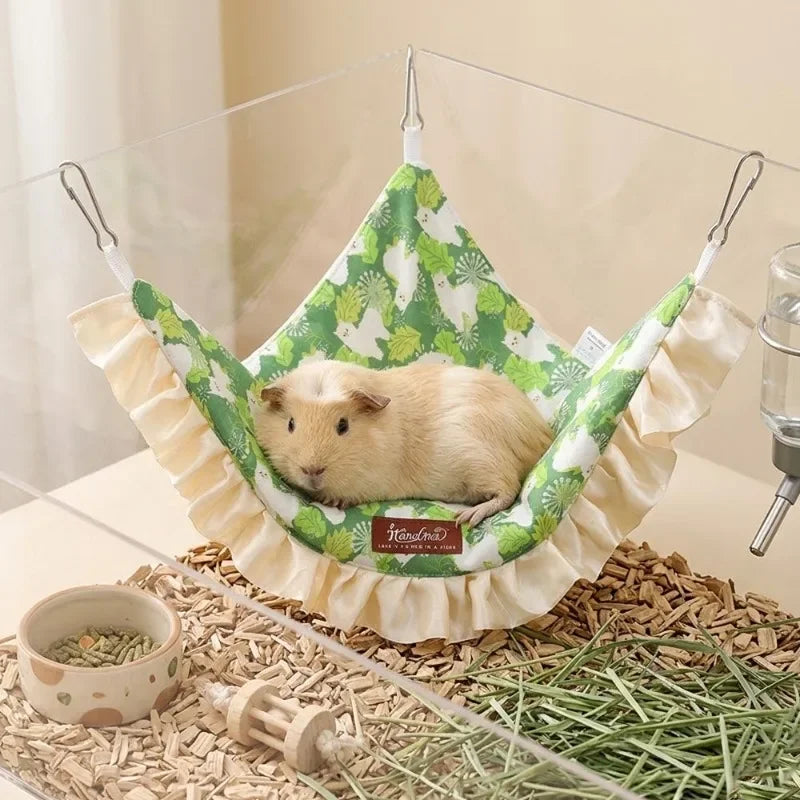 1 PC Triangle Small Pet Hammock Guinea Pig Bed Hanging Corner Hideout for Pet Hamster Bird Squirrel Breathable Lace Nest Supply