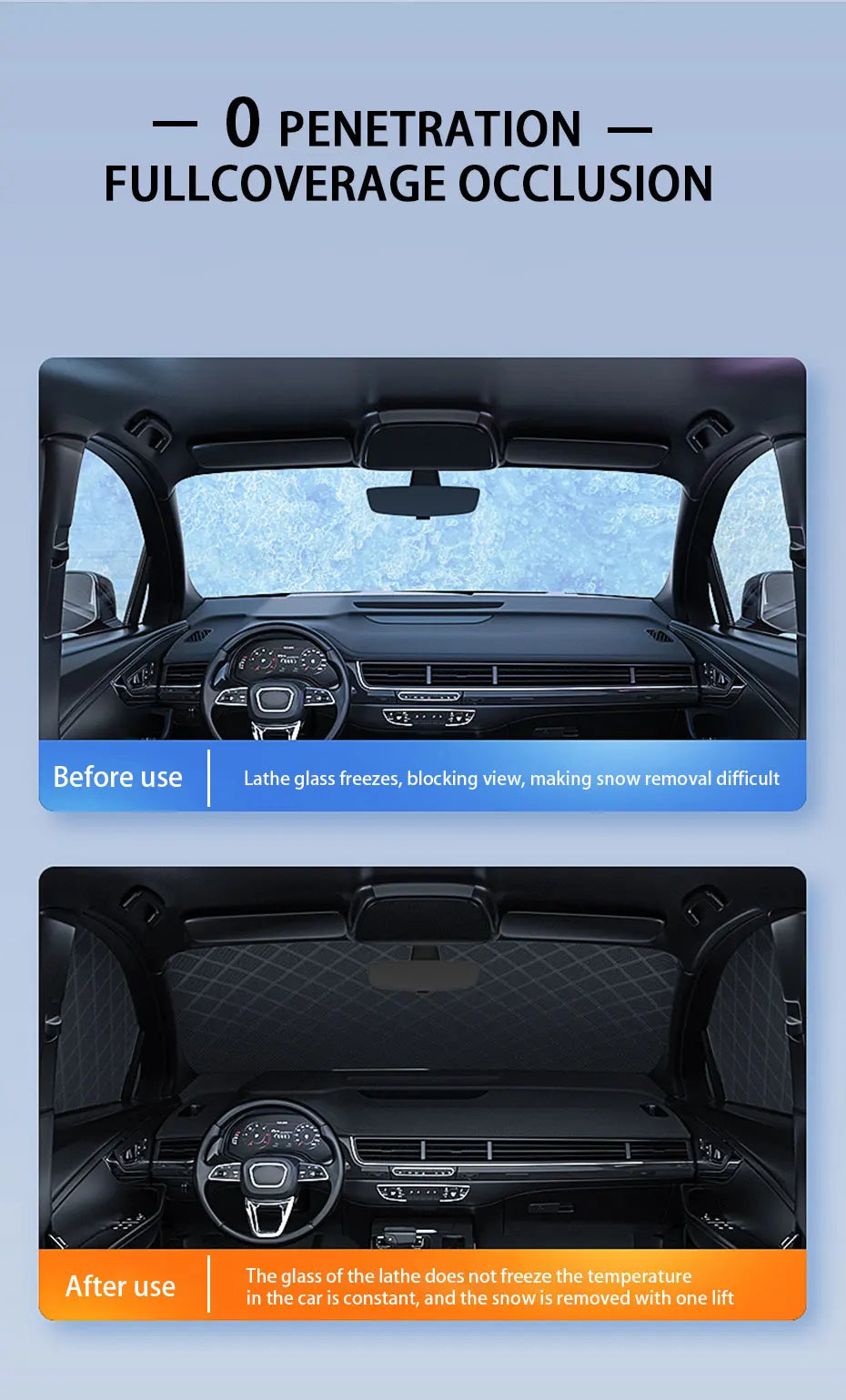 SEAMETAL Upgraded Car Window Snow Cover Large Size Windshield Snow Shield with Hood Cover Universal for Sedan Suv Hatchback