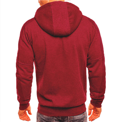 Solid color men's hooded jacket Casual long-sleeved hoodie Zipper Gym sports hoodie Spring Fall