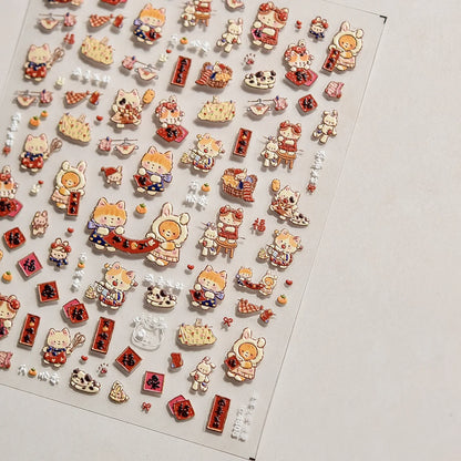 Luxury 5D Floral Nail Art Stickers Gold Silver Chinese Style Metal Frame Shiny Crystal Rhinestone Self Adhesive Manicure Decal