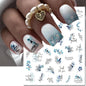 3d Nail Art Decals Elegant White RoyalBlue Roses Flowers Adhesive Sliders Nail Stickers Decoration For Nail Manicure