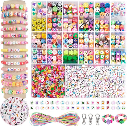 1800 Pcs Kids DIY Bead Set Jewelry Making Kit Colorful Hand‑Craft Beads For Bracelet Necklace Making Educational Creative Toy Perfect Gift For Girls