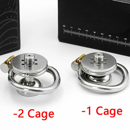 Urethral Inverted Negative Male Chastity Lock Flat Cock Cage with Metal Urethral Catheter for Couple Men Penis Ring Bondage BDSM